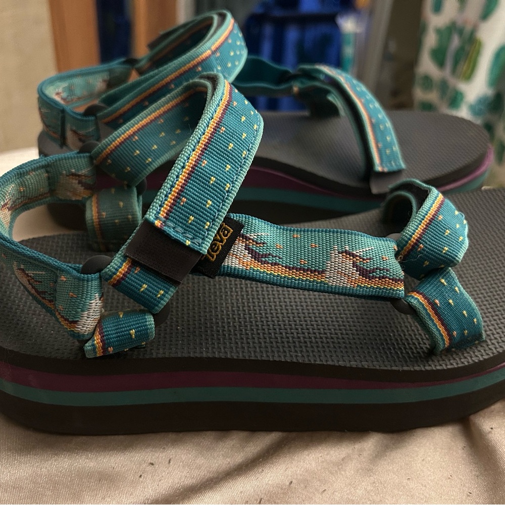 Teva Turquoise Sandals with Patterned Straps